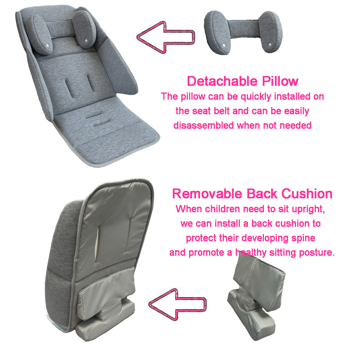 Insert Insert Liner Cushion Seat Compatible with Uppababy Vista V2 and Cruz Strollers, With Head Support Pillow and Wedge Support, Skin Friendly Fabric