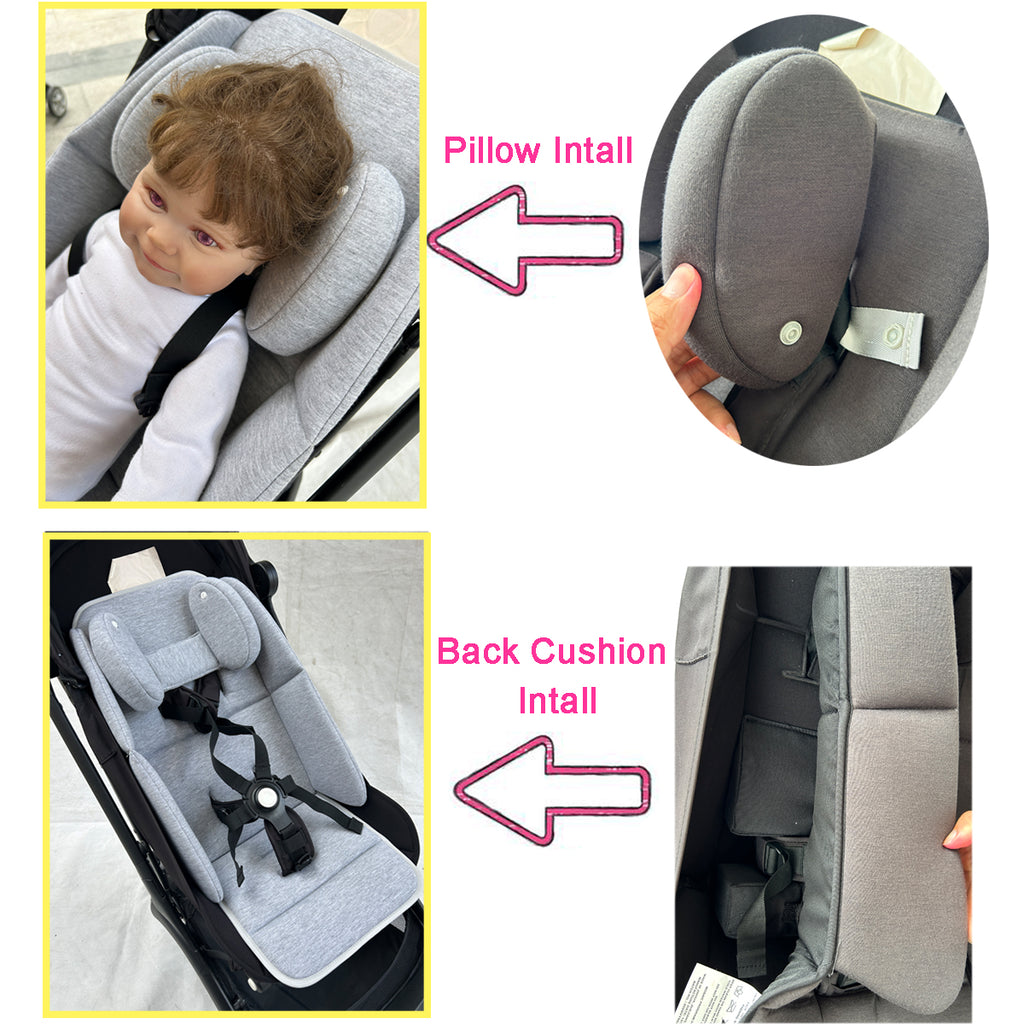 Insert Insert Liner Cushion Seat Compatible with Uppababy Vista V2 and Cruz Strollers, With Head Support Pillow and Wedge Support, Skin Friendly Fabric