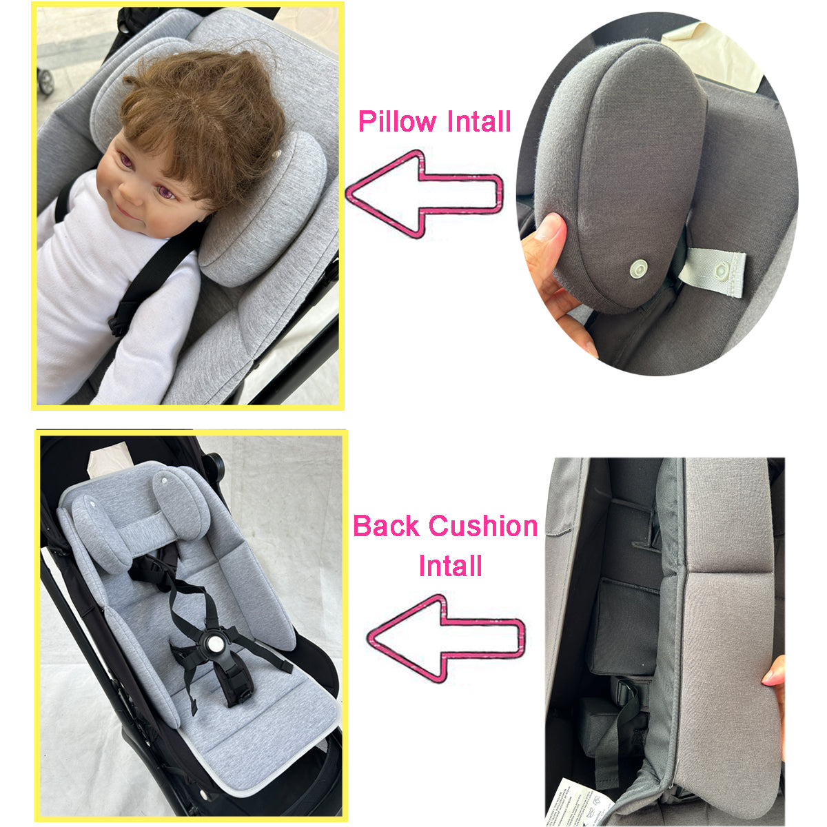 Insert Insert Liner Cushion Seat Compatible with Uppababy Vista V2 and Cruz Strollers, With Head Support Pillow and Wedge Support, Skin Friendly Fabric