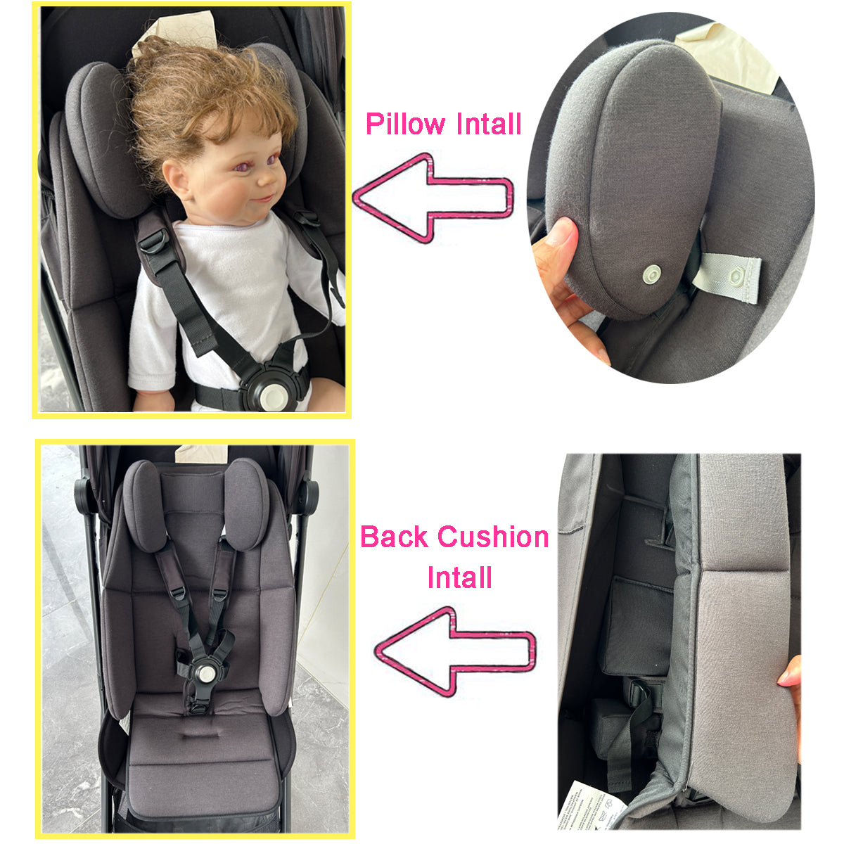 Insert Insert Liner Cushion Seat Compatible with Uppababy Vista V2 and Cruz Strollers, With Head Support Pillow and Wedge Support, Skin Friendly Fabric
