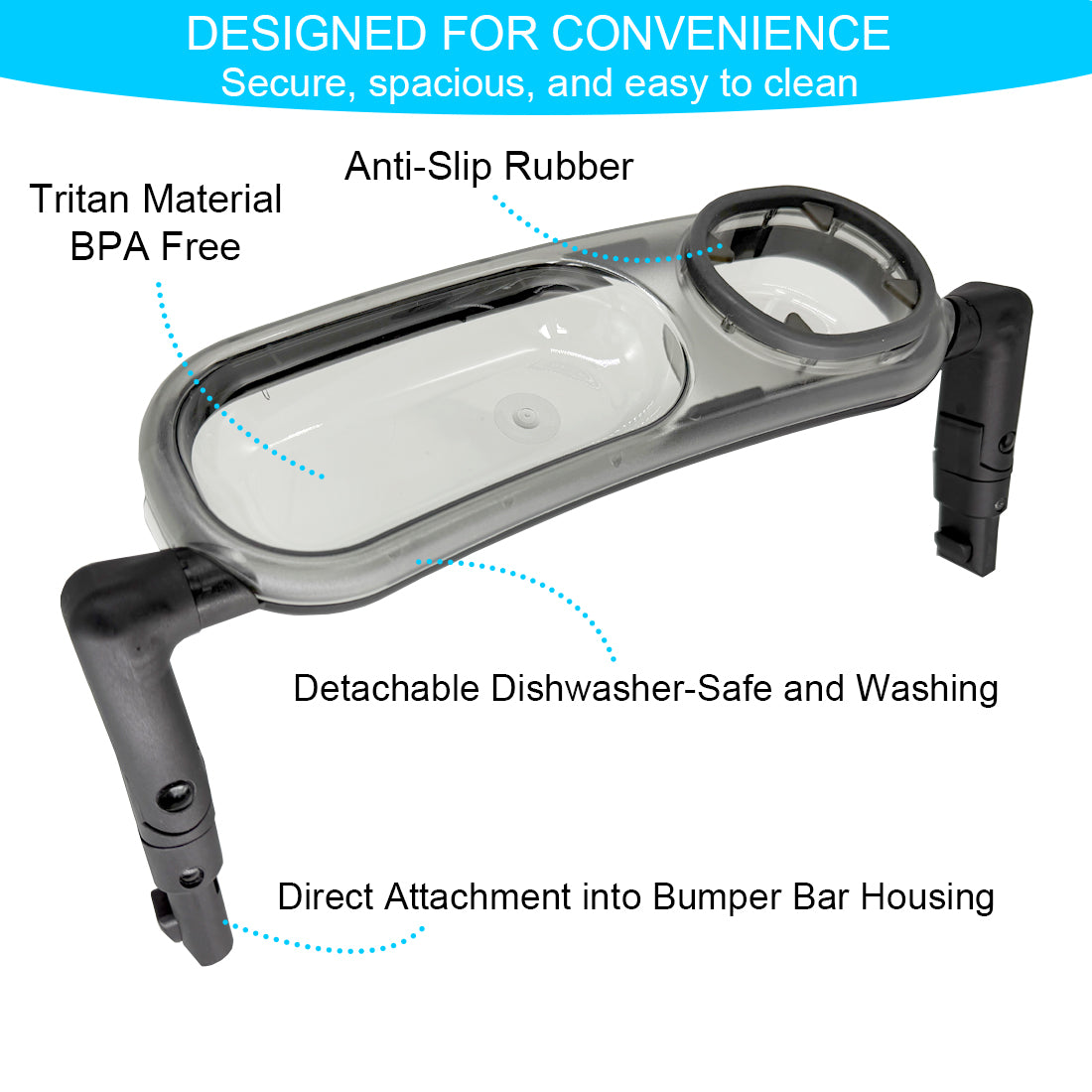 Stroller Snack Tray Compatible with Cybex Balios,Gazelle, Talos Series Prams - BPA-Free Tritan Baby Travel Tray with 360° Swivel, Folds with Stroller, Easy Clean