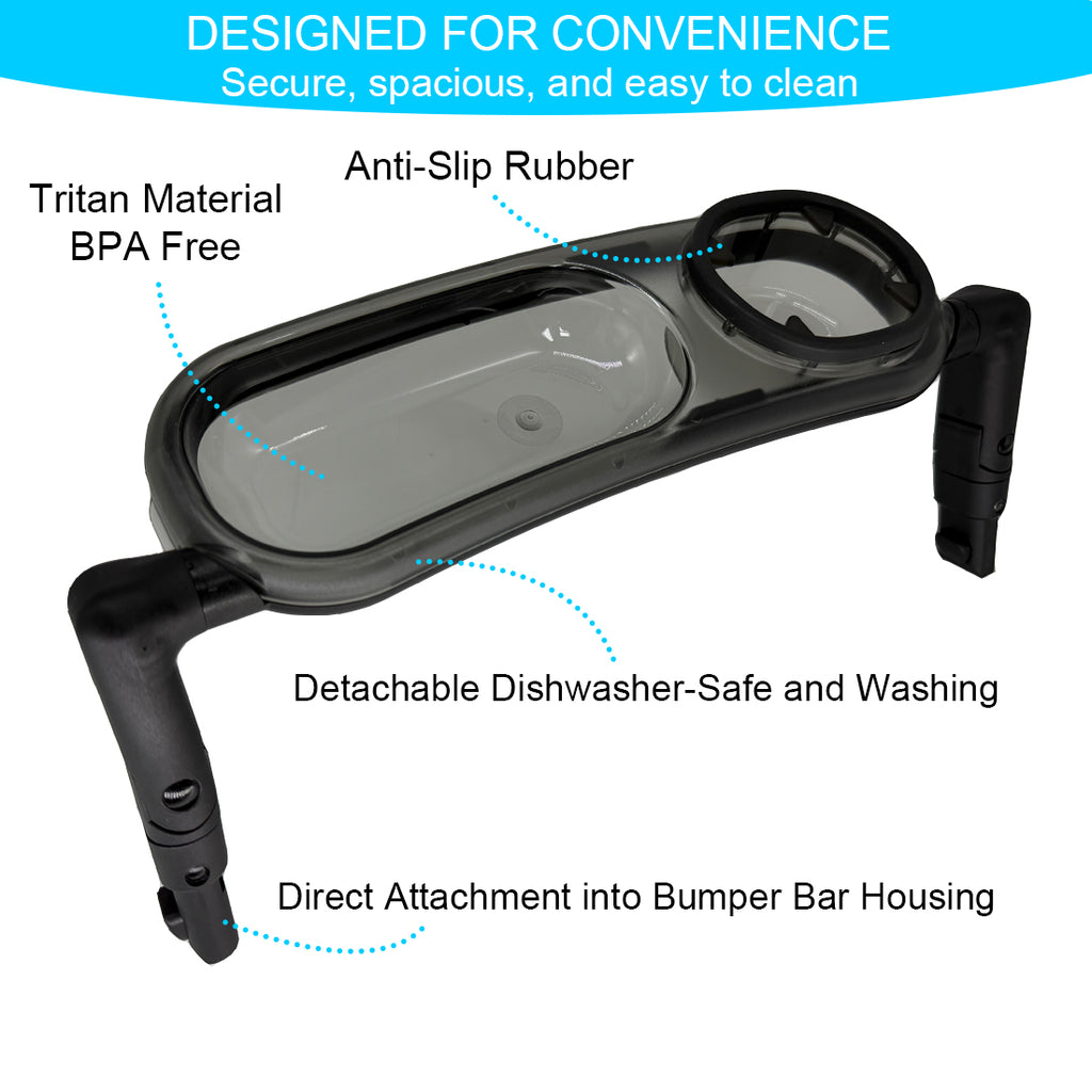 Stroller Snack Tray Compatible with Cybex Balios,Gazelle, Talos Series Prams - BPA-Free Tritan Baby Travel Tray with 360° Swivel, Folds with Stroller, Easy Clean