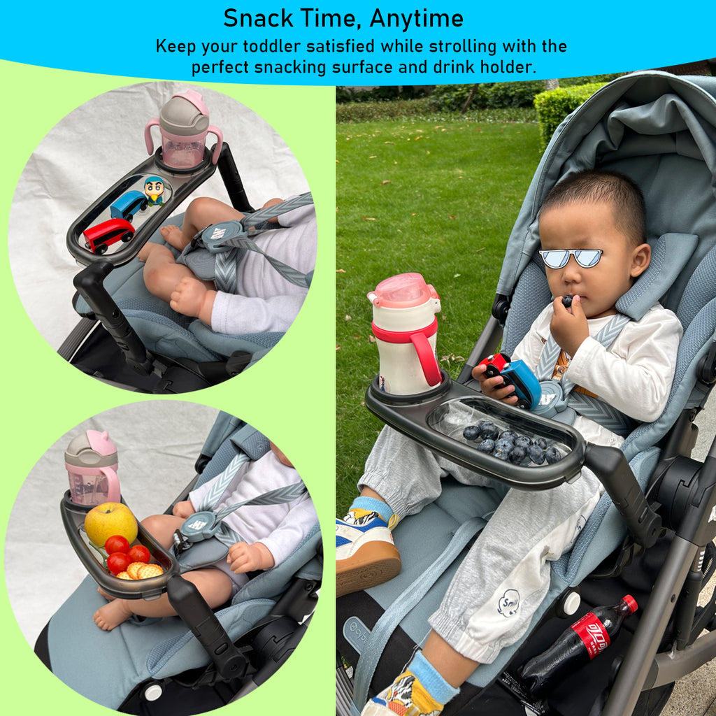 Stroller Snack Tray Compatible with Cybex Balios,Gazelle, Talos Series Prams - BPA-Free Tritan Baby Travel Tray with 360° Swivel, Folds with Stroller, Easy Clean