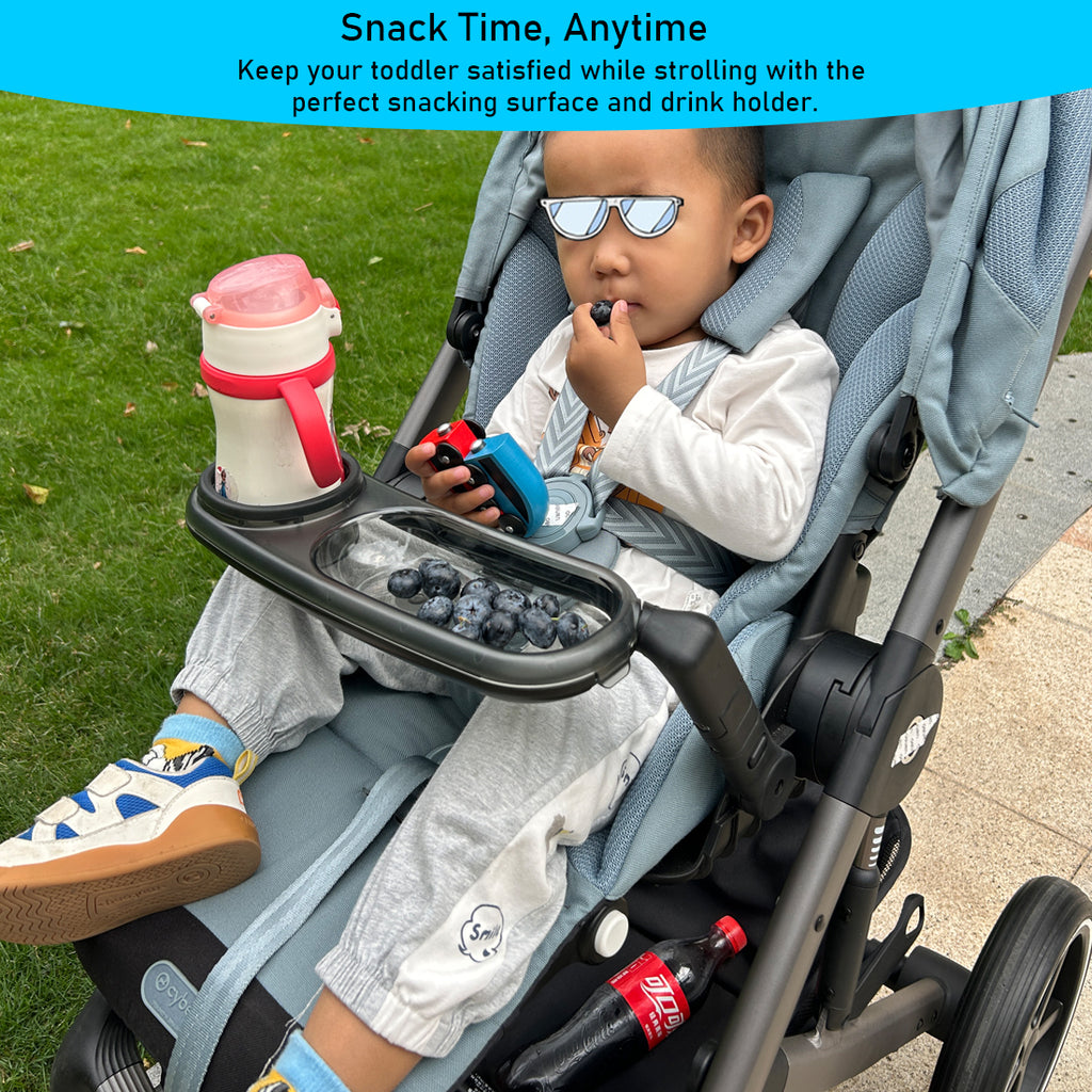 Stroller Snack Tray Compatible with Cybex Balios,Gazelle, Talos Series Prams - BPA-Free Tritan Baby Travel Tray with 360° Swivel, Folds with Stroller, Easy Clean
