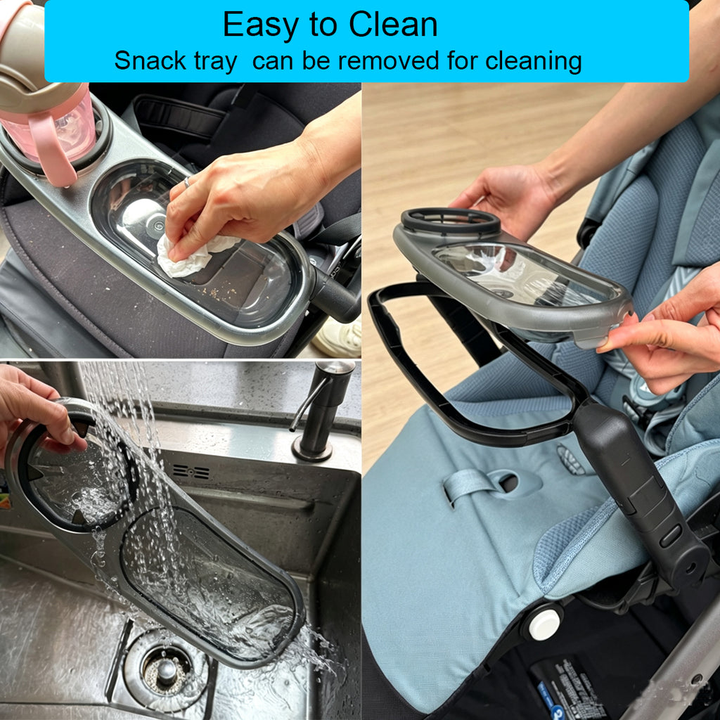 Stroller Snack Tray Compatible with Cybex Balios,Gazelle, Talos Series Prams - BPA-Free Tritan Baby Travel Tray with 360° Swivel, Folds with Stroller, Easy Clean