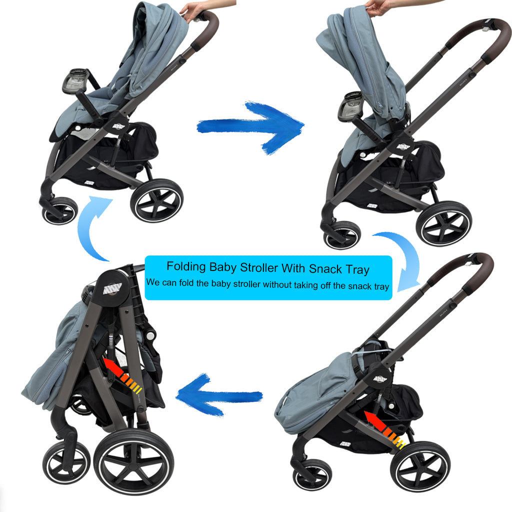 Stroller Snack Tray Compatible with Cybex Balios,Gazelle, Talos Series Prams - BPA-Free Tritan Baby Travel Tray with 360° Swivel, Folds with Stroller, Easy Clean