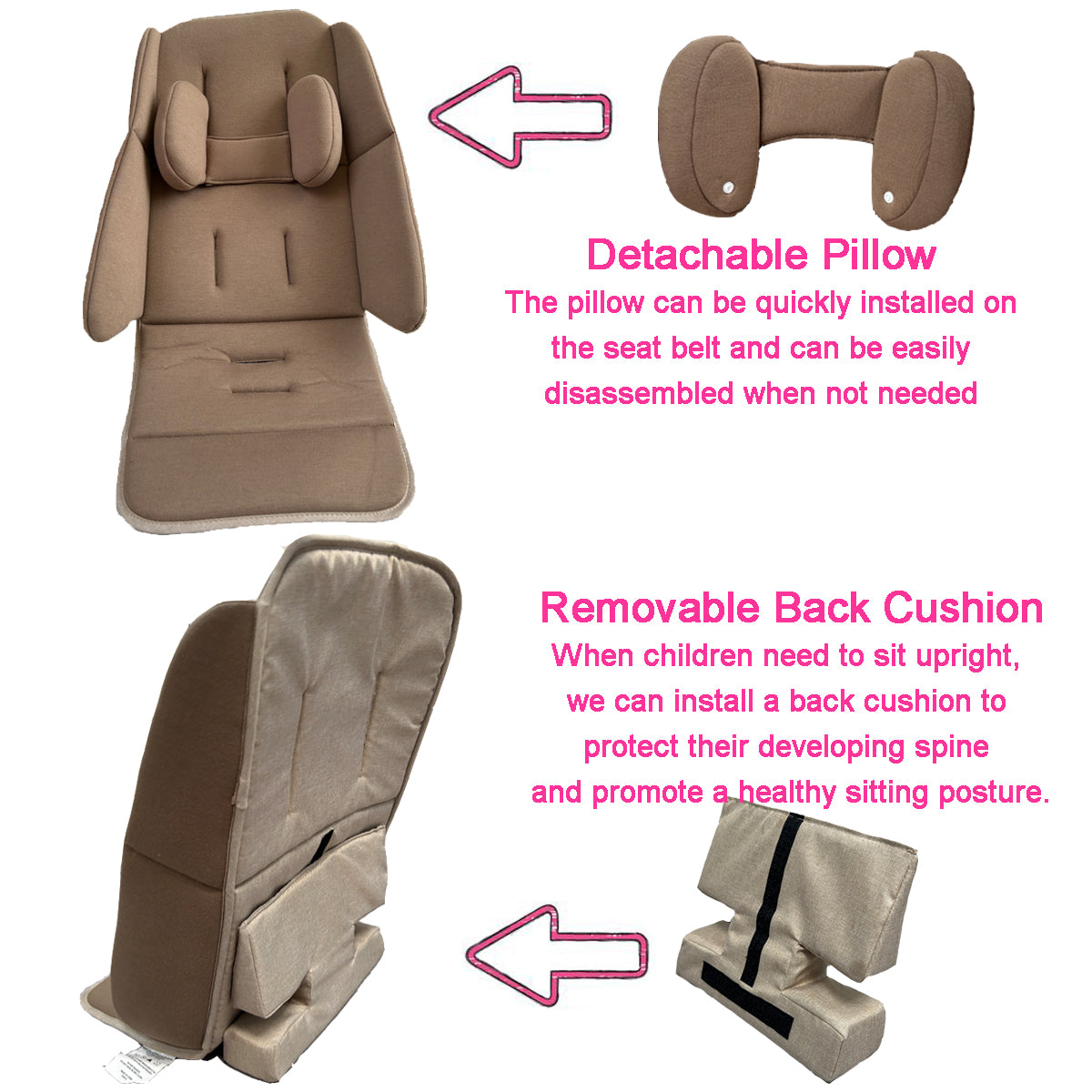 Insert Insert Liner Cushion Seat Compatible with Uppababy Vista V2 and Cruz Strollers, With Head Support Pillow and Wedge Support, Skin Friendly Fabric